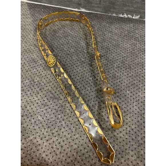 Vintage Transparent & Gold Metal Lion Head Belt With Buckle & Decorative Details main image 6